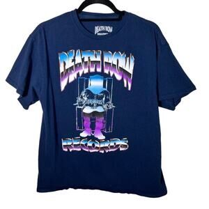 Death Row Records Hip-Hop Electric Chair T‎ Shirt w/Rap Blue Logo Print Sz Large